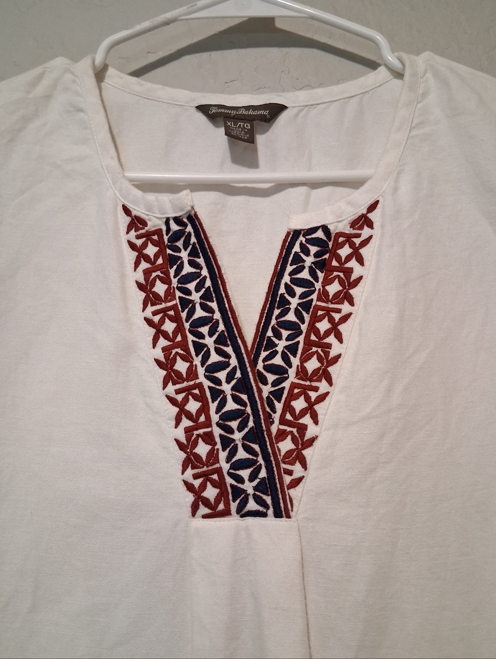 Tommy Bahama‎ Summer Dress Linen Cotton Blend Embroidered Resort SzXL White - Picture 3 of 11